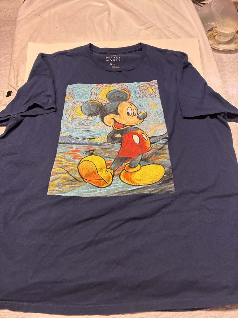 Disney Mickey Mouse Starry Night Van Gogh Art Graphic T-Shirt